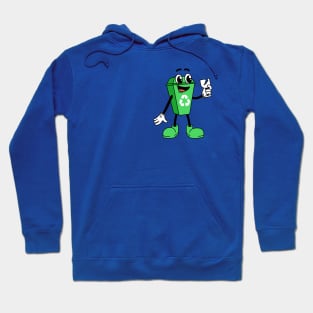 Recycling Can Cartoon Green Hoodie